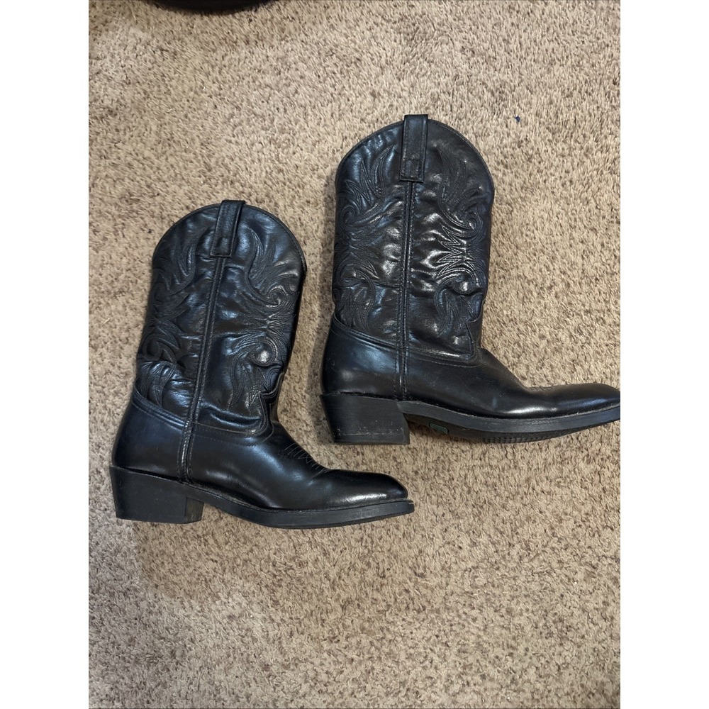 Laredo Cowboy Boots Men's 9D Black Leather 4240 Lea Vamp Fox Rodeo Western